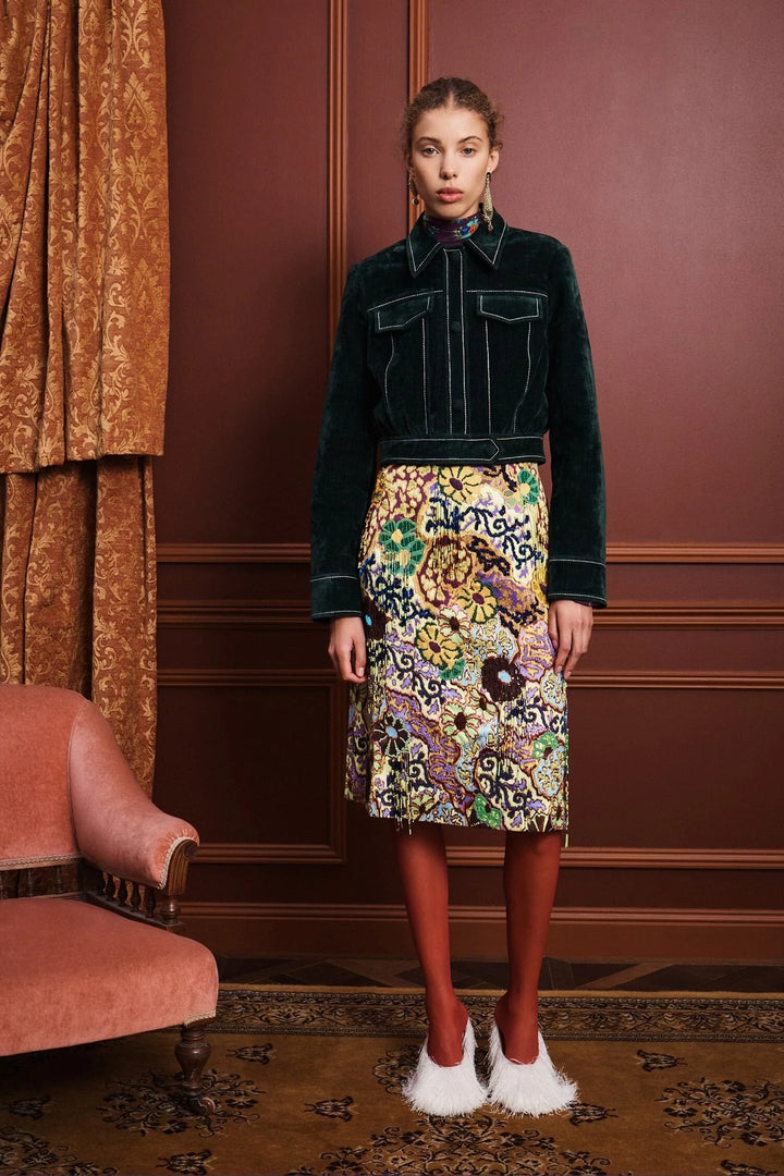 Joanna Embellished Skirt - Green Multi