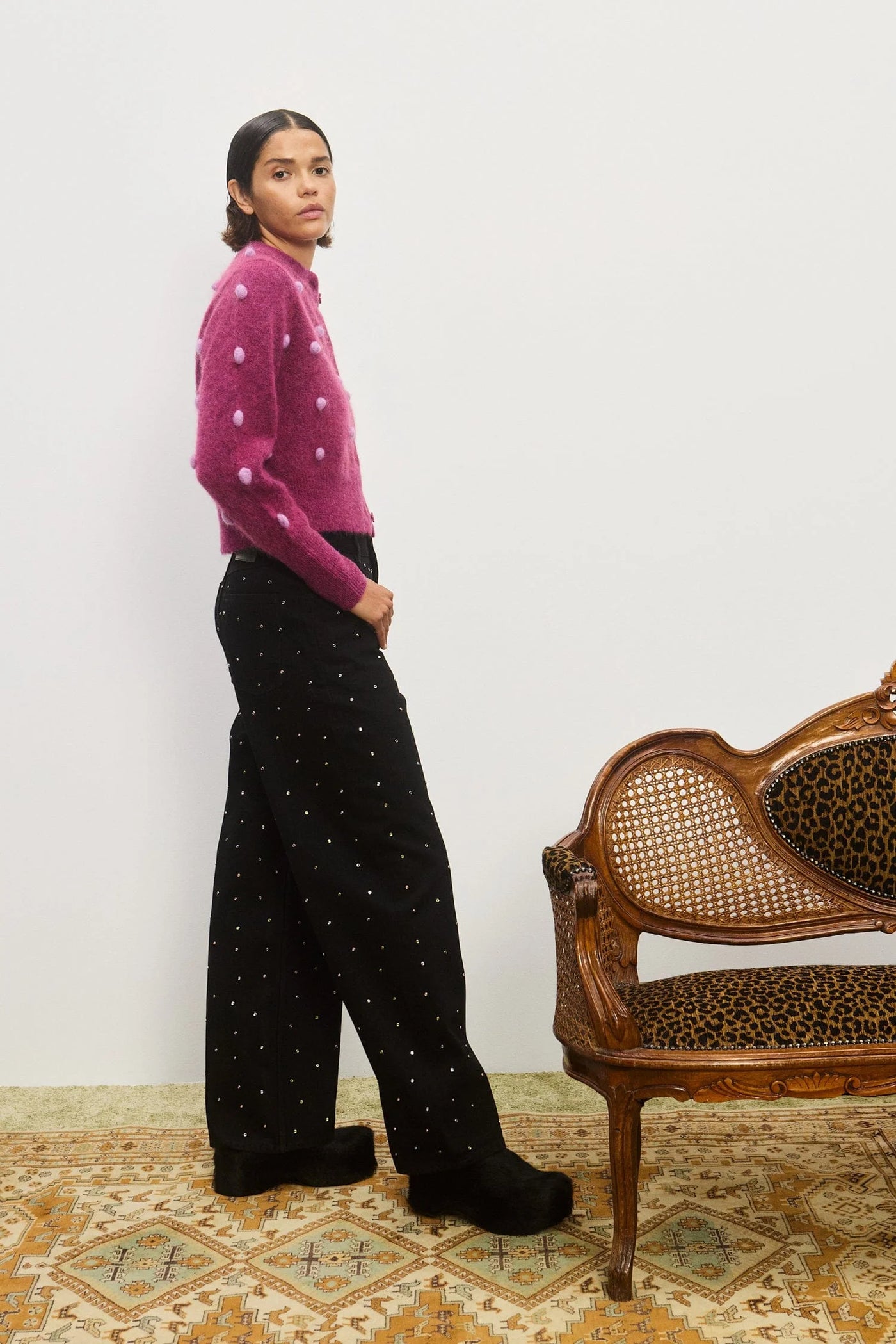 Elia Cropped Cardigan - Mulberry