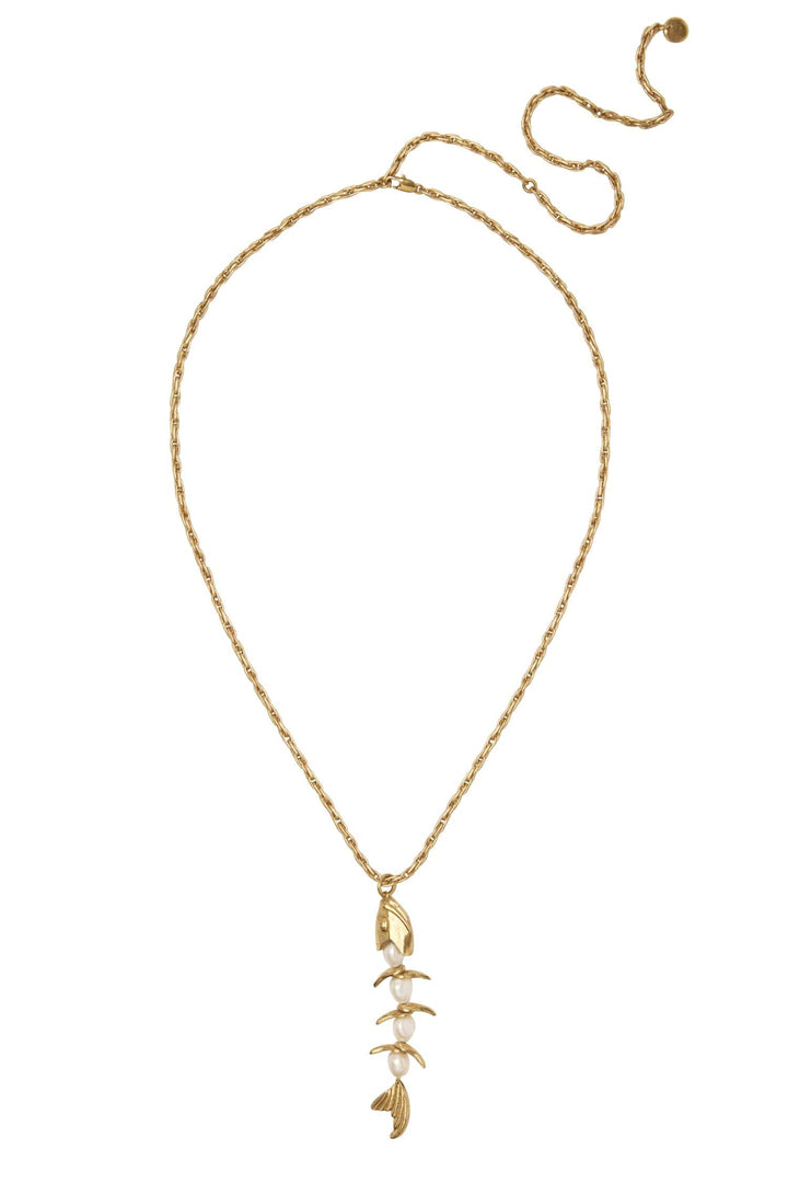 Calypso Pearl Fish Necklace - Gold