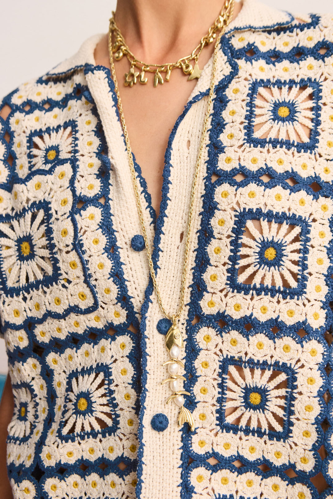Calypso Pearl Fish Necklace - Gold
