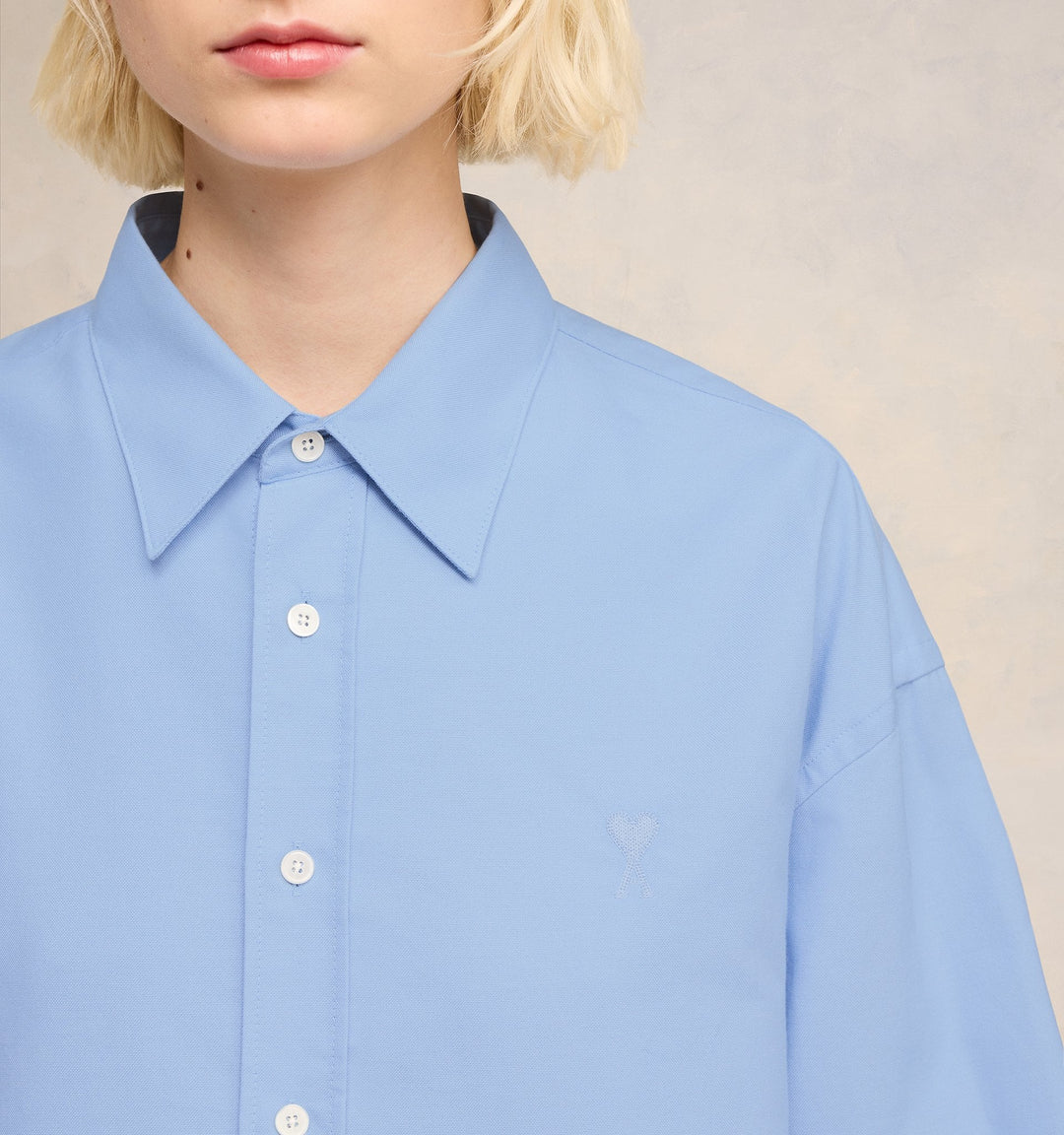 ami dress shirt Ami Paris-Short-Sleeved Poplin Shirt Shirts Light Blue-Shirts
