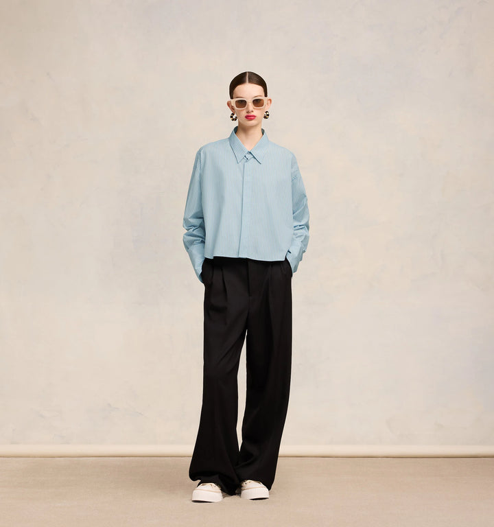 Cropped Shirt - Cashmere Blue/Chalk