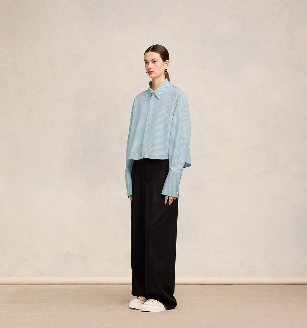 Cropped Shirt - Cashmere Blue/Chalk