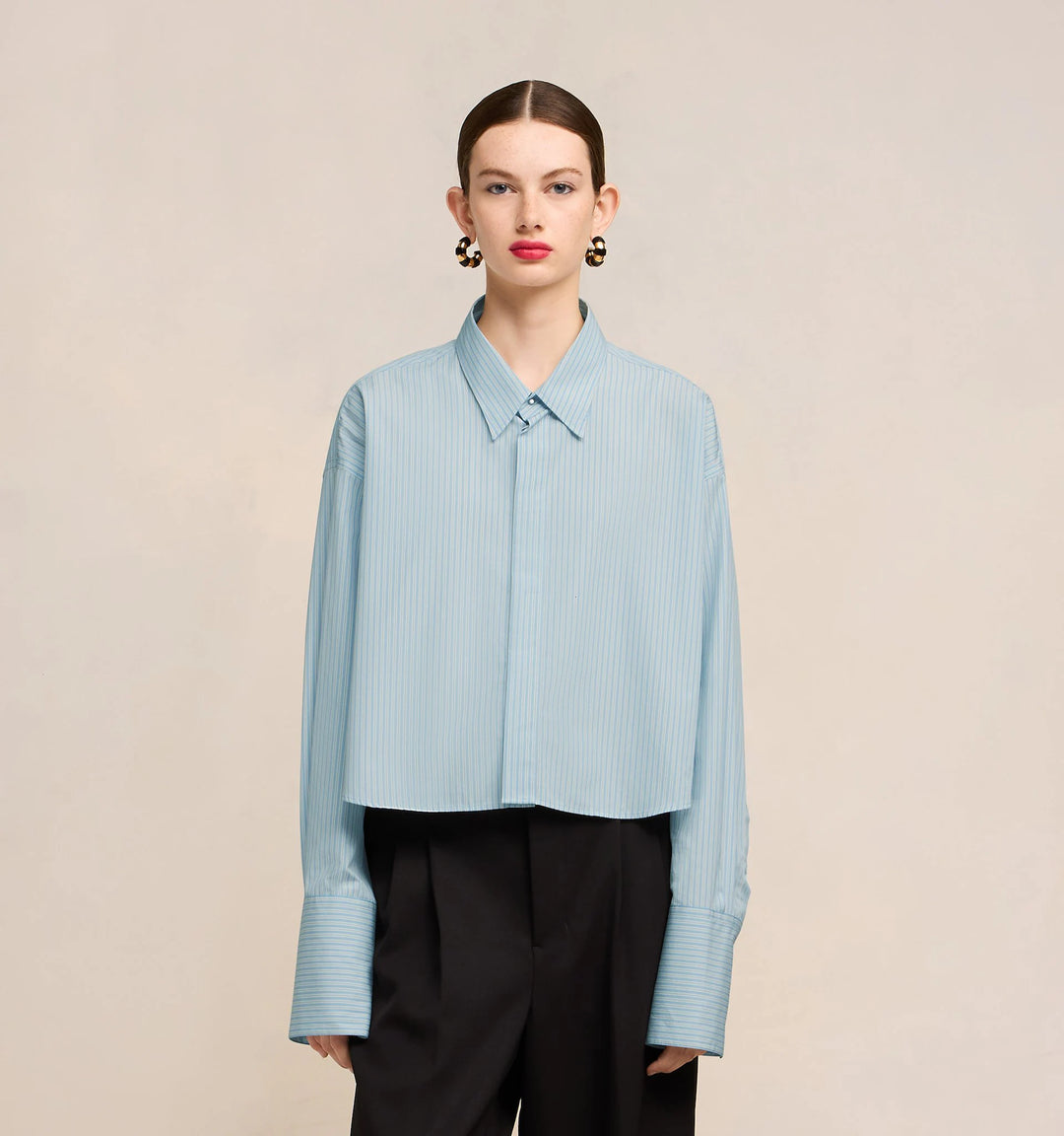 Cropped Shirt - Cashmere Blue/Chalk
