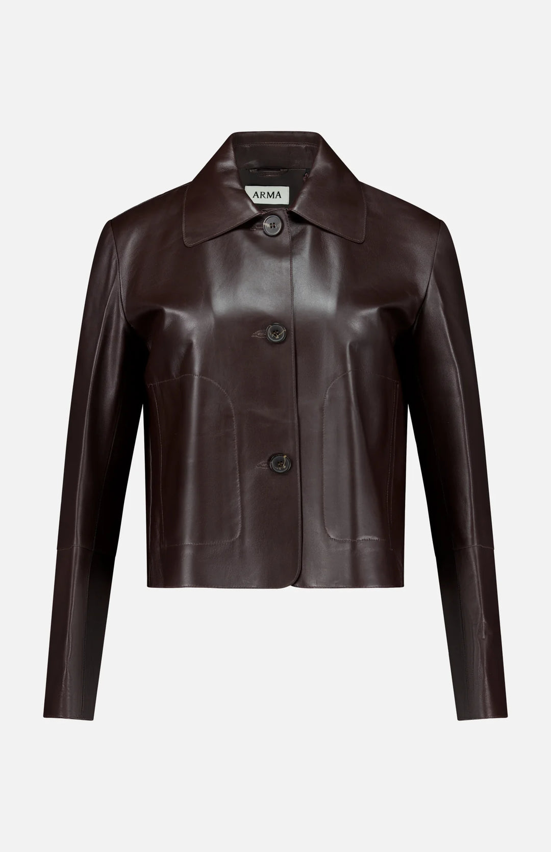 Emy Lamb Leather Coat – Brown