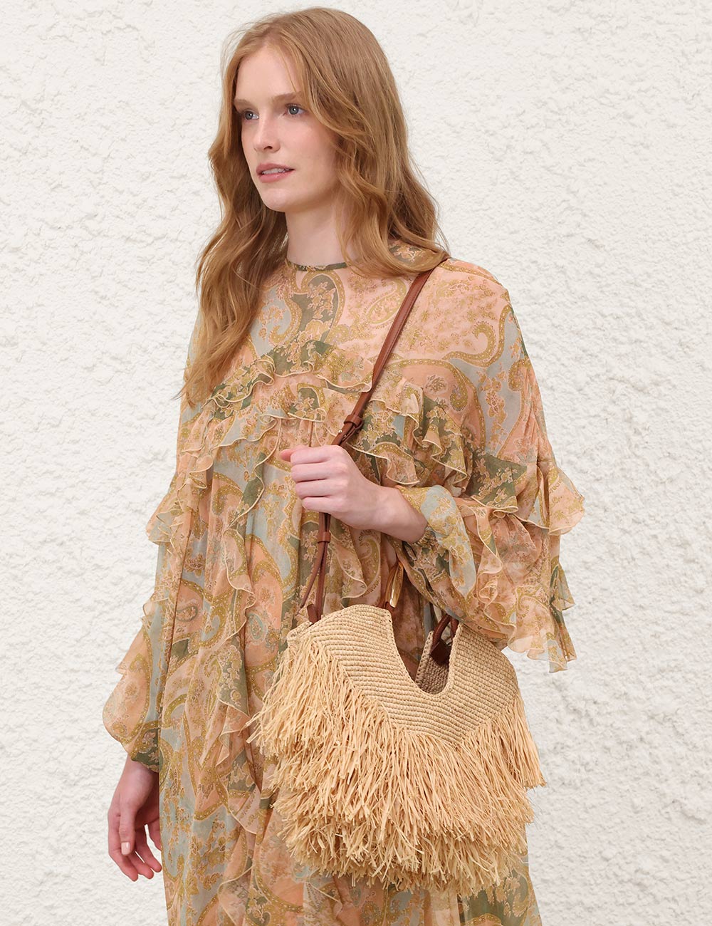 Goldentime Small Fringe Tote - Rarffia