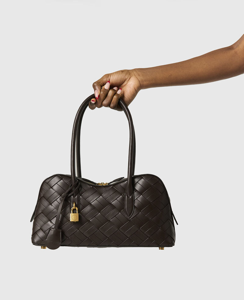 Stella Ryder Woven Shoulder Bag - Chocolate