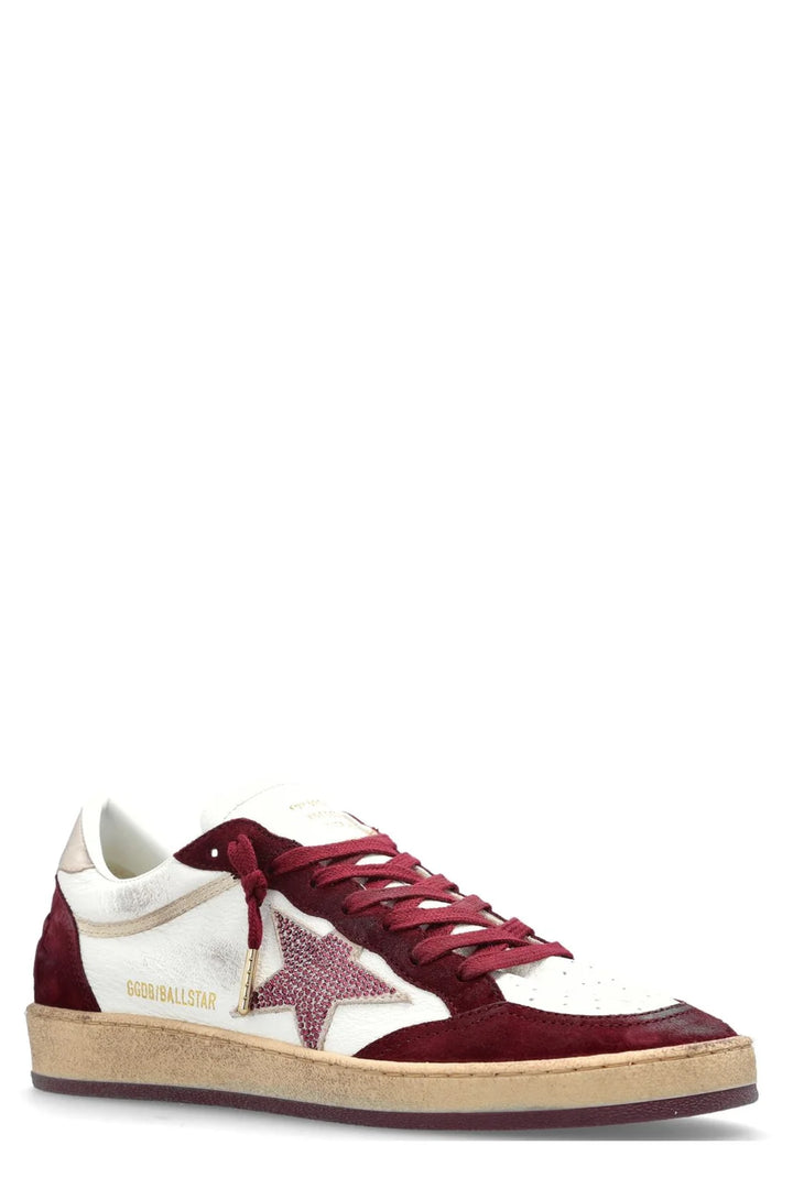 Ballstar Nappa with Crystals - white and garnet
