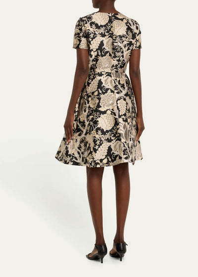 Pleated Metallic Aline Dress - Multi