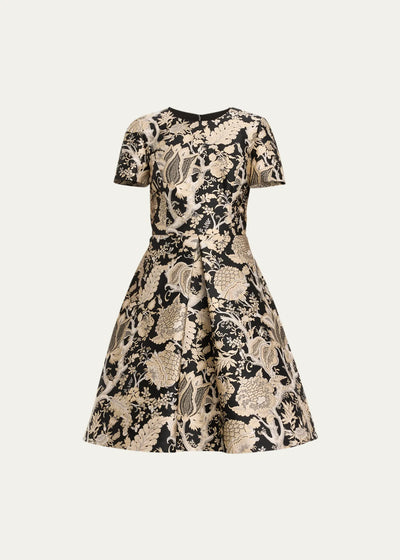 Pleated Metallic Aline Dress - Multi