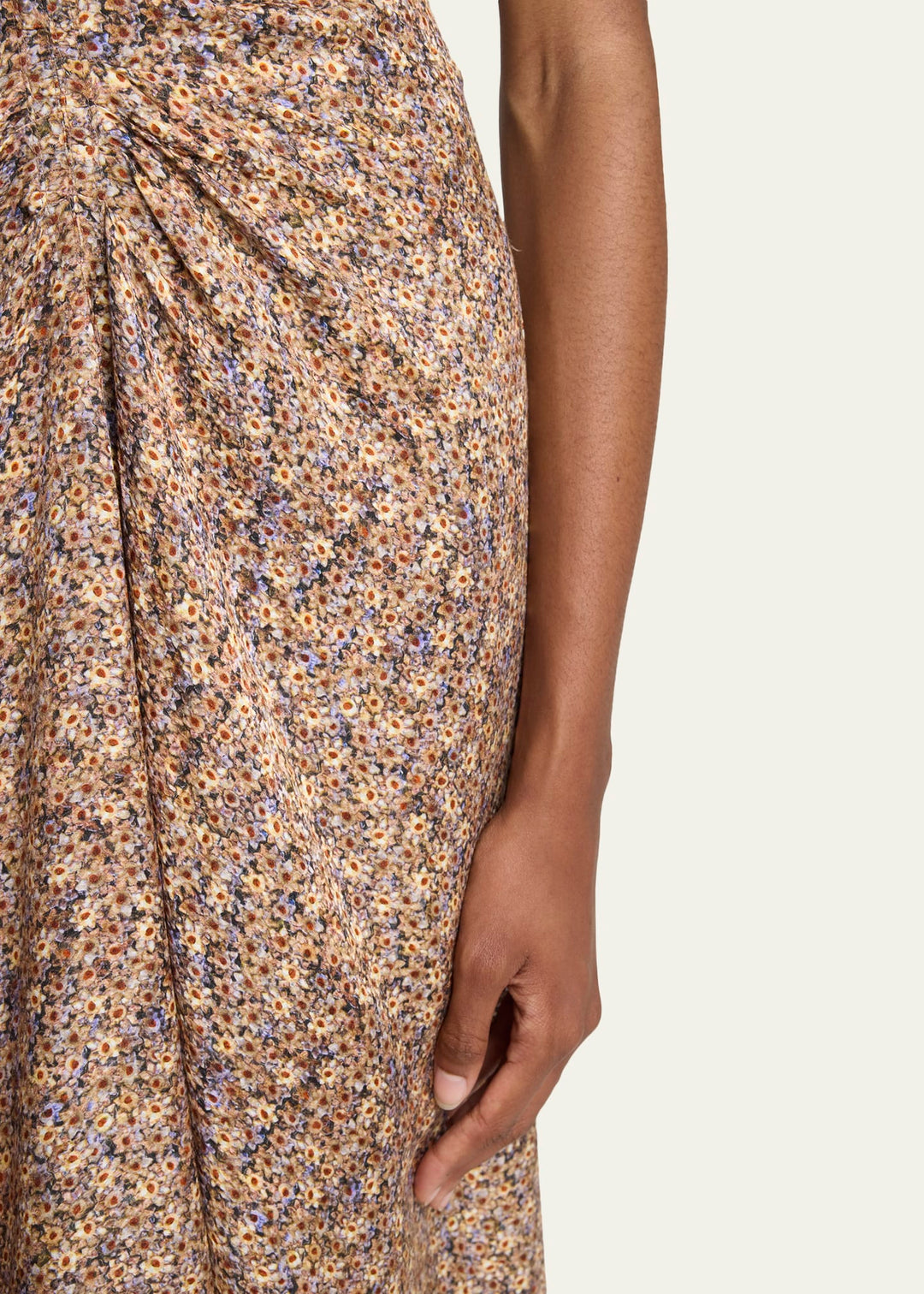 Lyndsay Floral Satin Flutter-Sleeve Midi Dress - Topaz