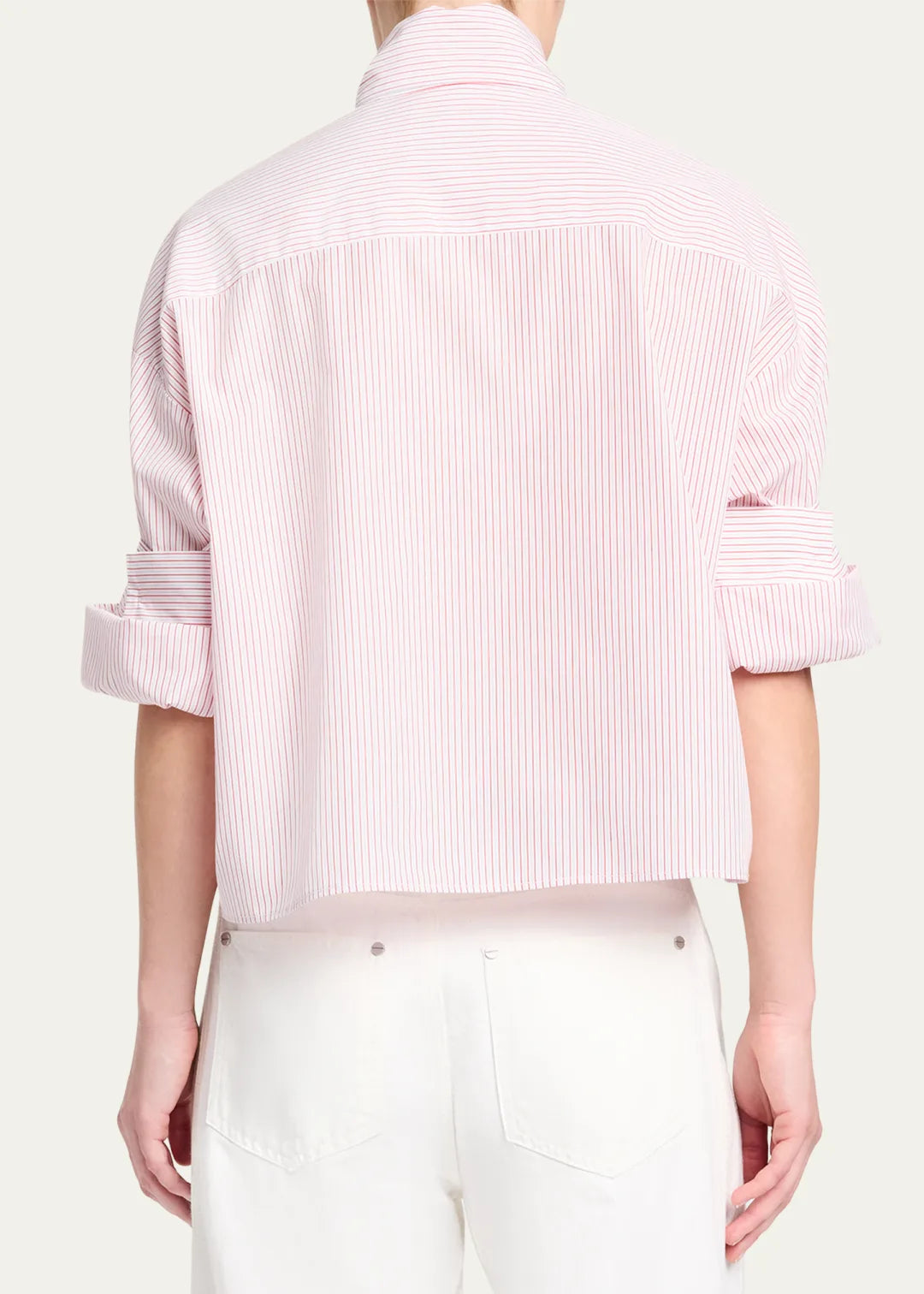 Tie One On Striped Button-Front Shirt - White/Red