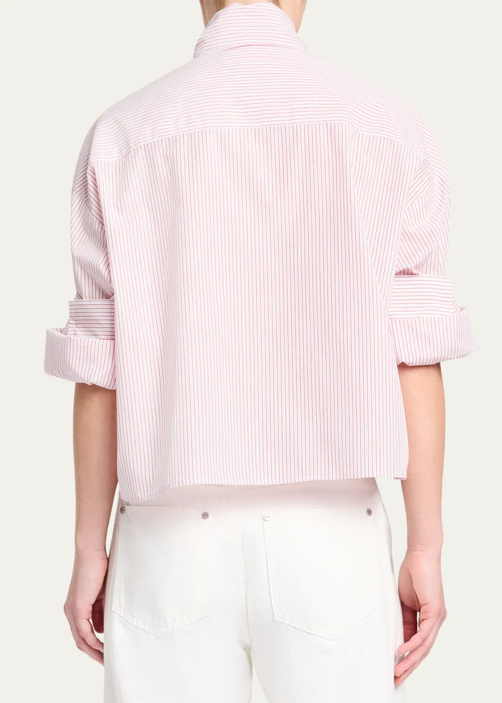 Tie One On Striped Button-Front Shirt - White/Red
