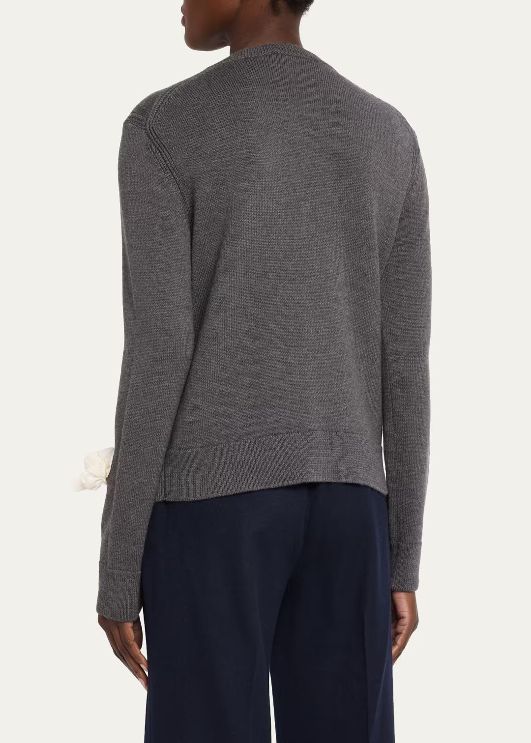 Floral Appliqué Wool Sweater - Grey Multi