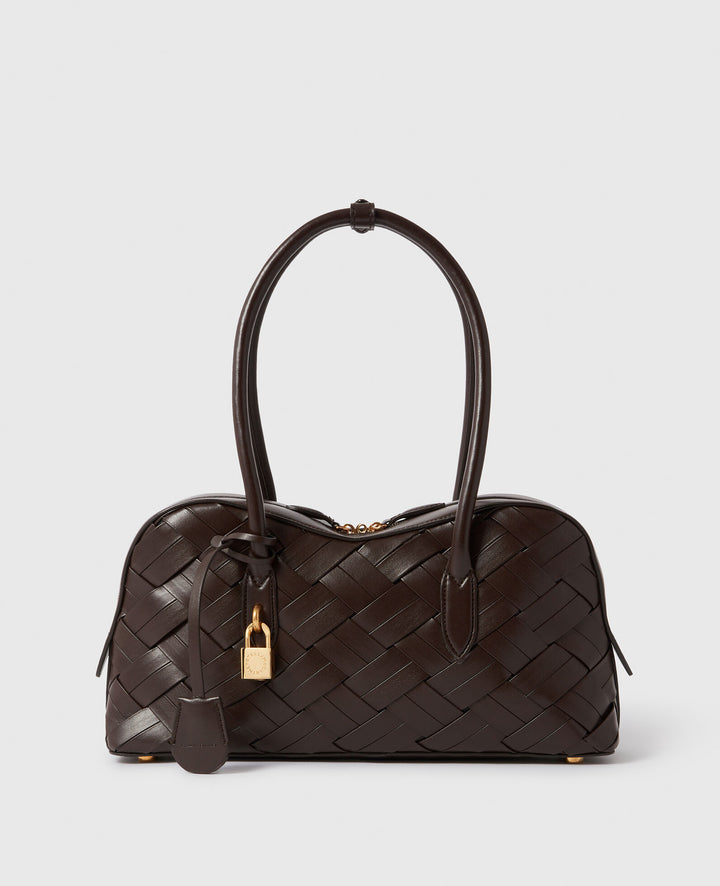 Stella Ryder Woven Shoulder Bag - Chocolate