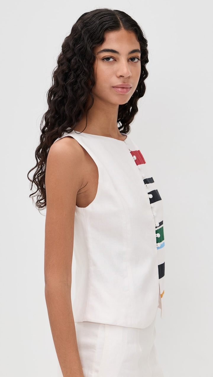 Genoya Top –  White Multi