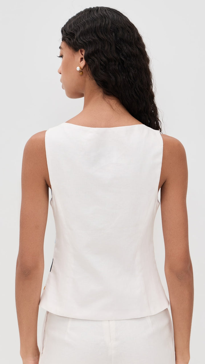 Genoya Top –  White Multi