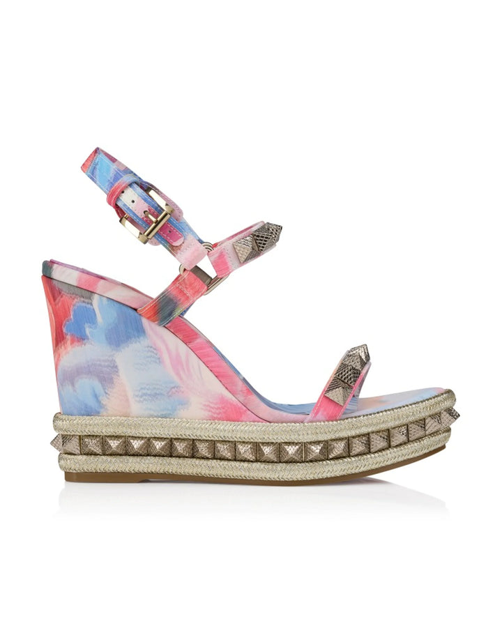 Pyraclou Leather Wedge Sandal - Pink Multi