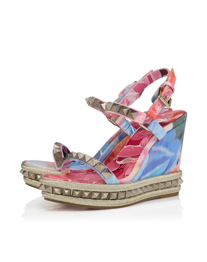 Pyraclou Leather Wedge Sandal - Pink Multi