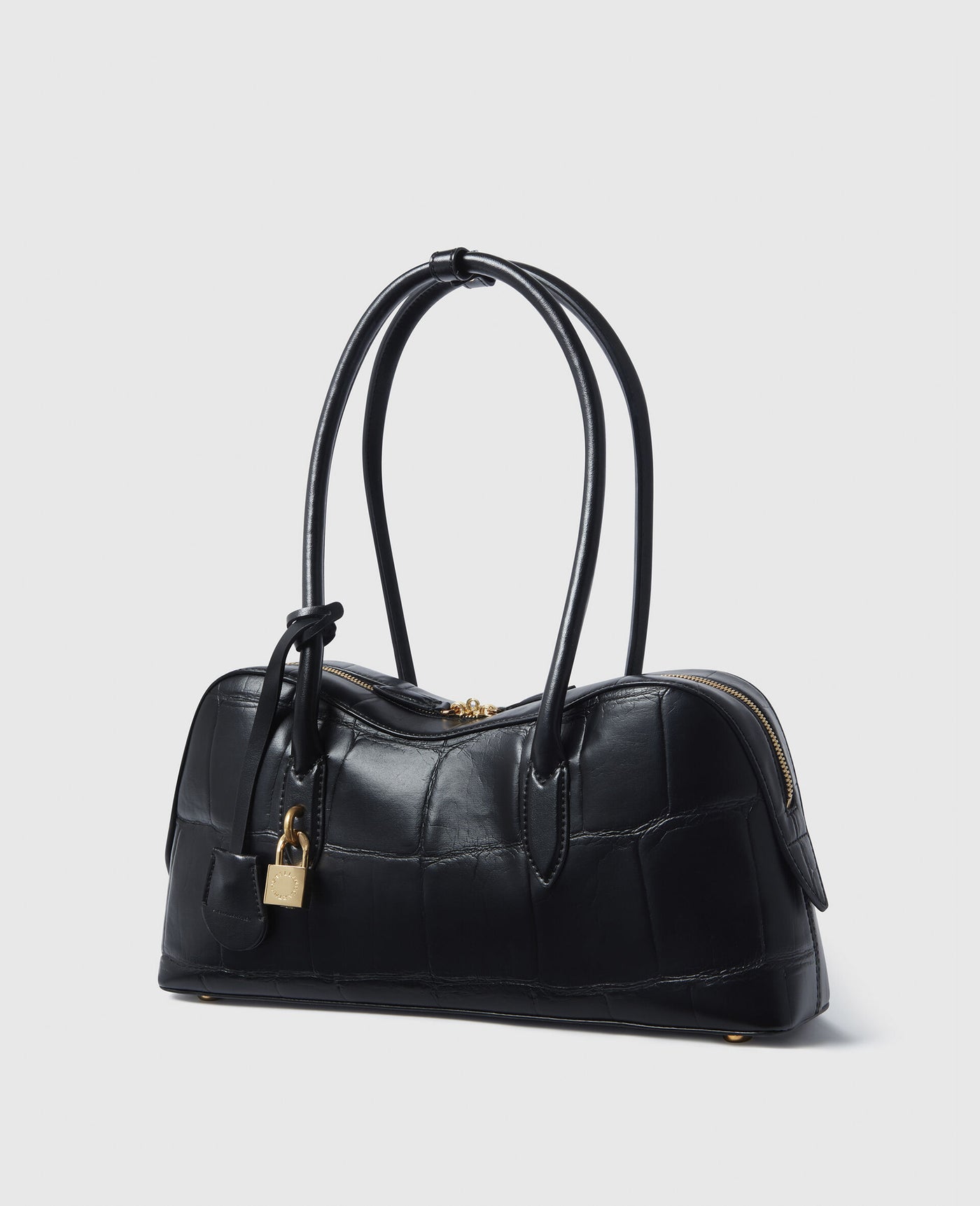 Ryder Crocodile-Embossed Shoulder Bag - Black
