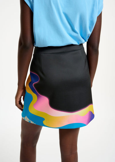 Neoprene Mini Skirt - Black Multi