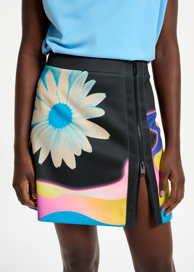 Neoprene Mini Skirt - Black Multi