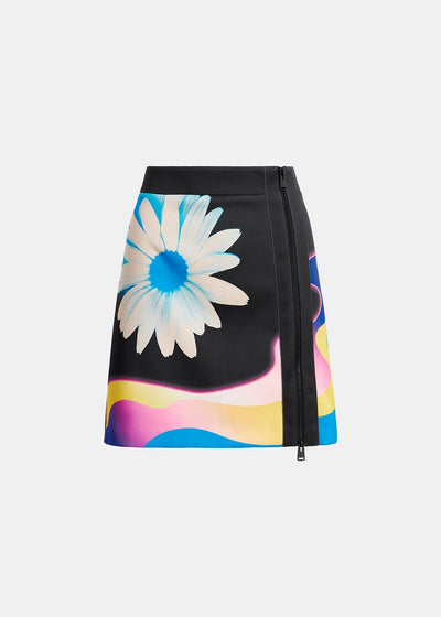 Neoprene Mini Skirt - Black Multi