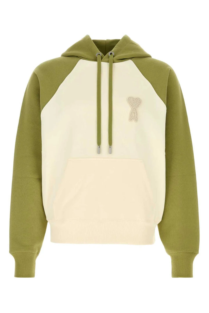 Hoodie with knitted patch - Green Multi