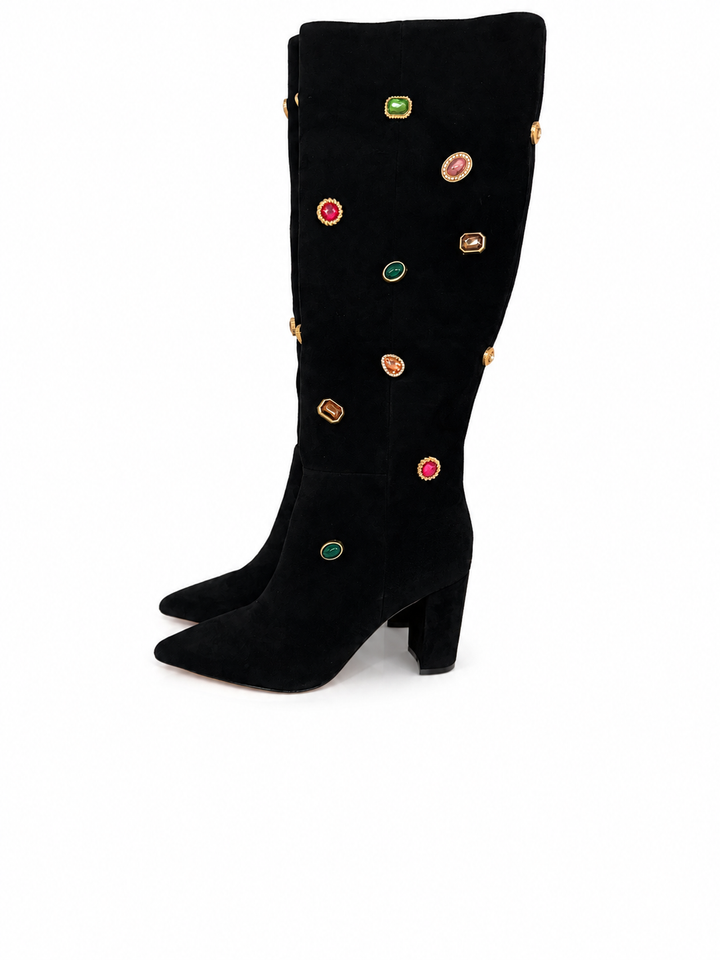 L'Agence Concourse Boot - Black with Jewels