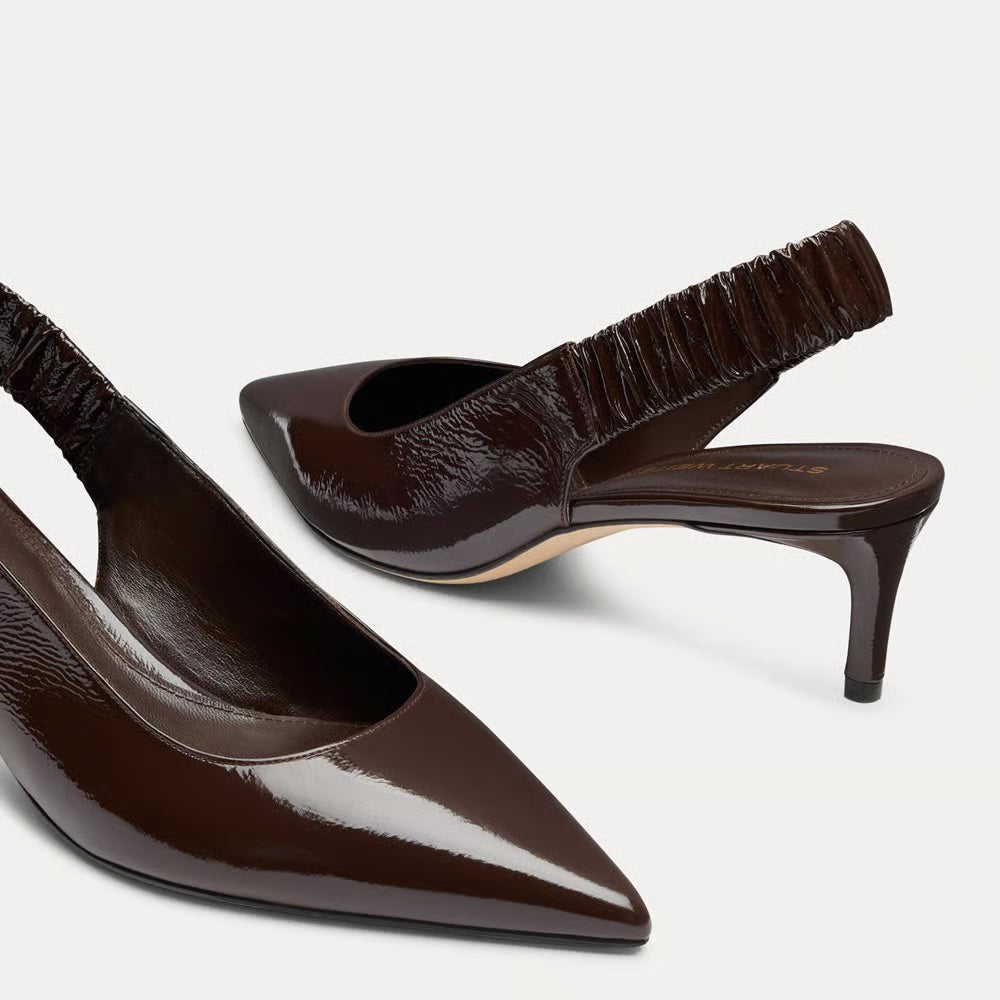 Stuart Ruche Slingback - Dark Brown