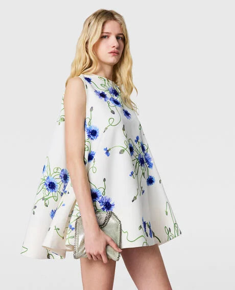 Floral A-line Dress - Blue Multi