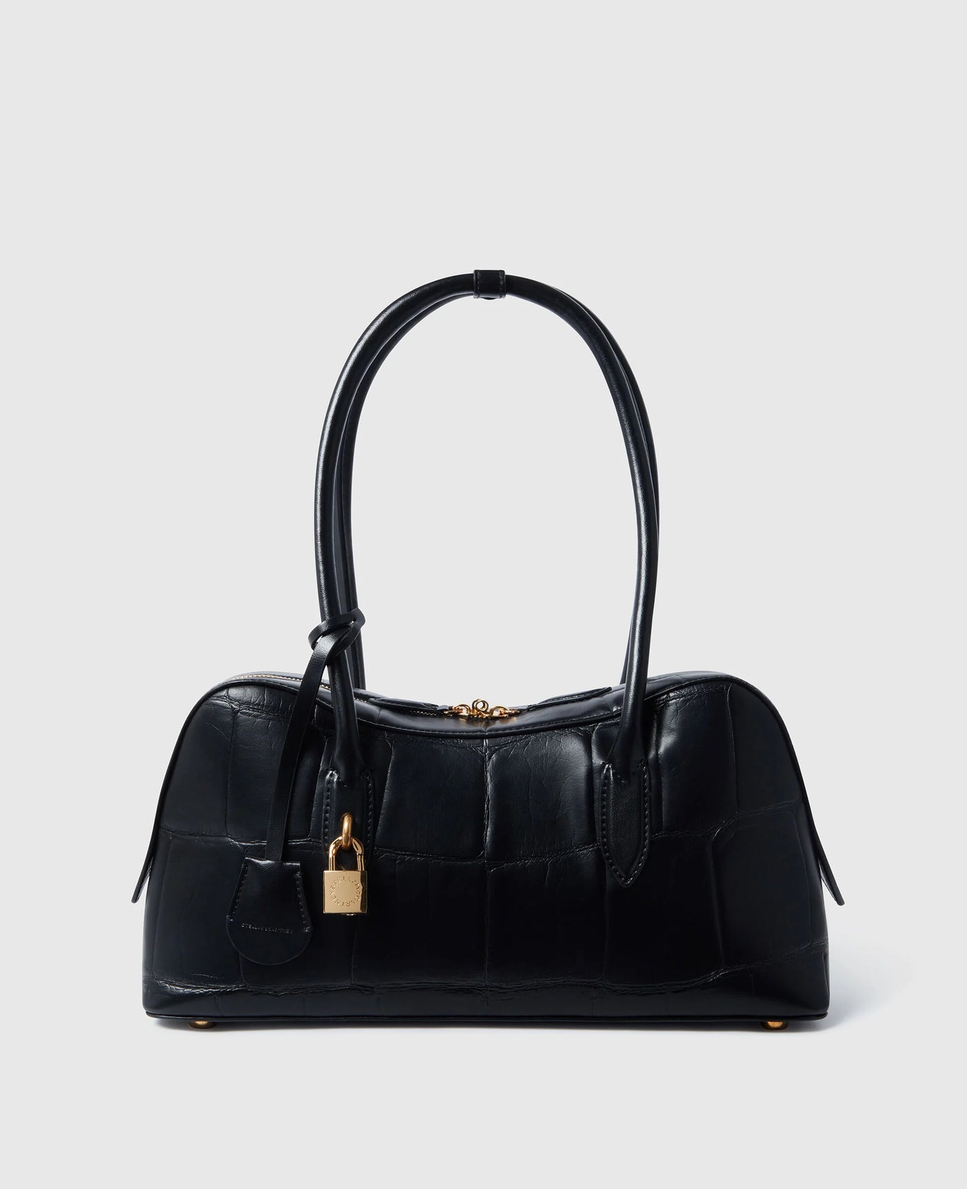 Ryder Crocodile-Embossed Shoulder Bag - Black
