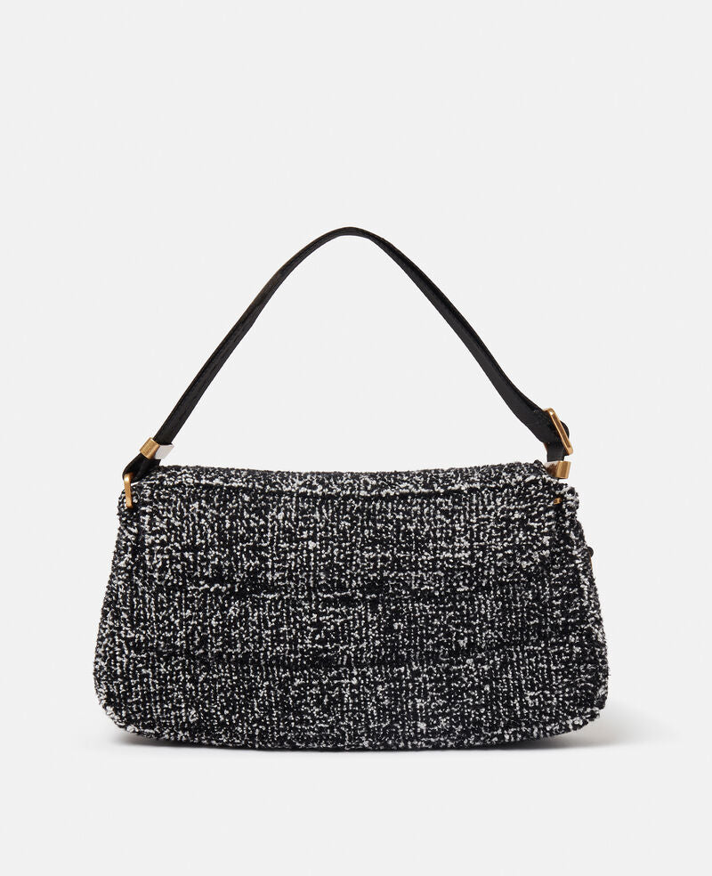 S-Wave Padded Tweed Shoulder Bag - Black