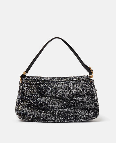 S-Wave Padded Tweed Shoulder Bag - Black