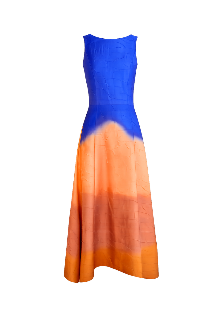 Georgia Satin Midi Dress - Blue Multi