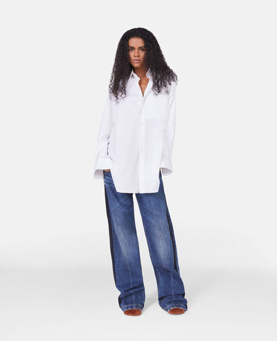 Horse Print Silk Insert Shirt - White