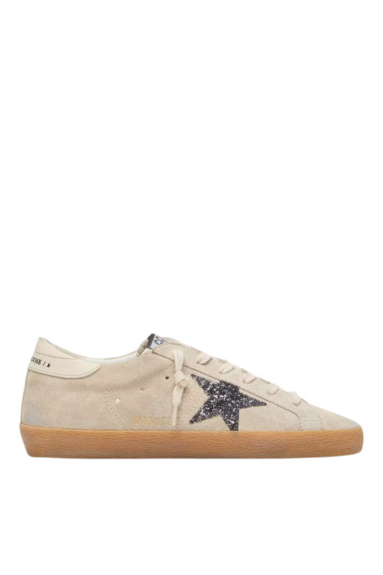 Super-Star Sneaker – Ice Gray Suede & Silver Glitter