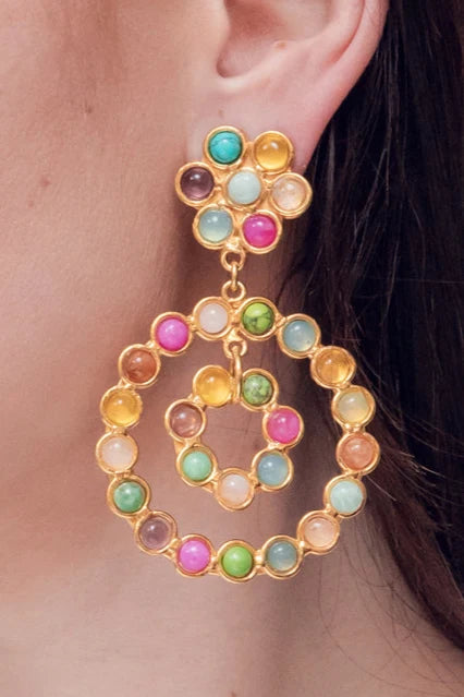 Happy Flower Earrings - Blue Multi