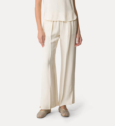 Flared Trousers in Slub Viscose - Orchidea