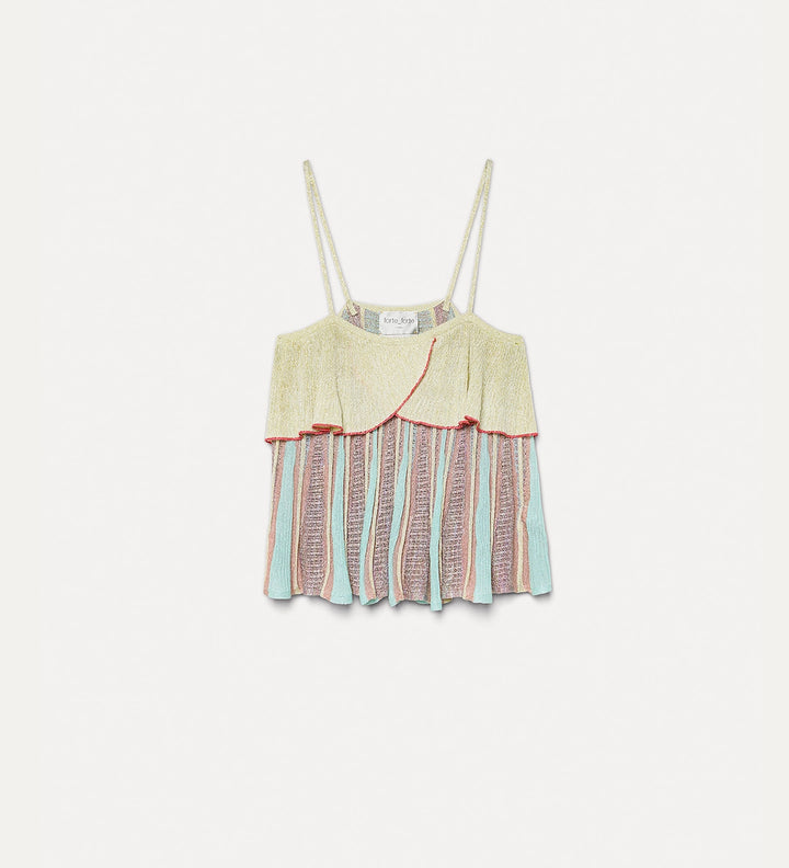 Les Folies jacquard ruffle top - Light Yellow