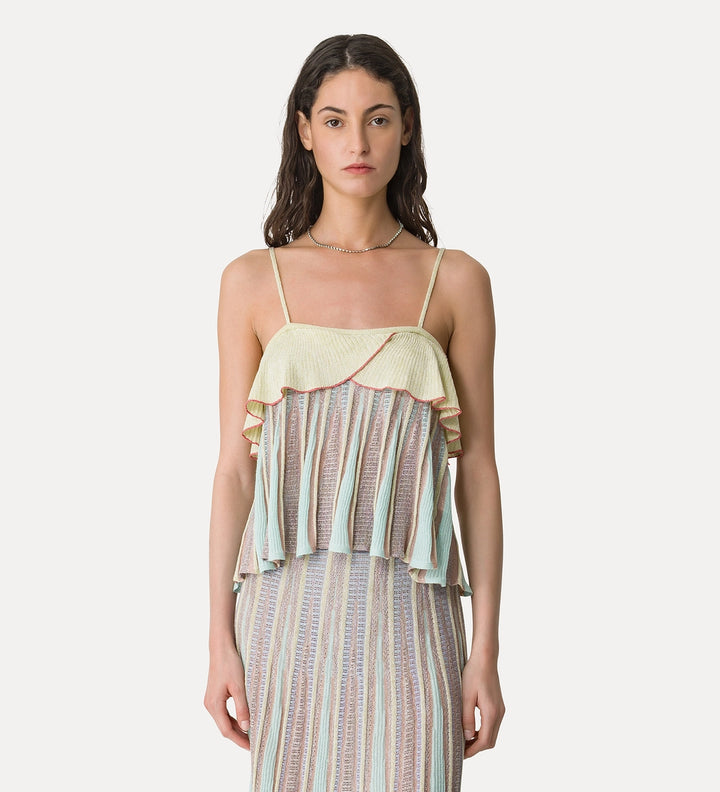 Les Folies jacquard ruffle top - Light Yellow
