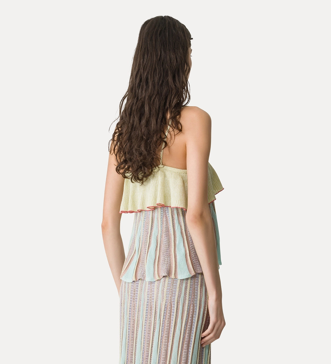 Les Folies jacquard ruffle top - Light Yellow