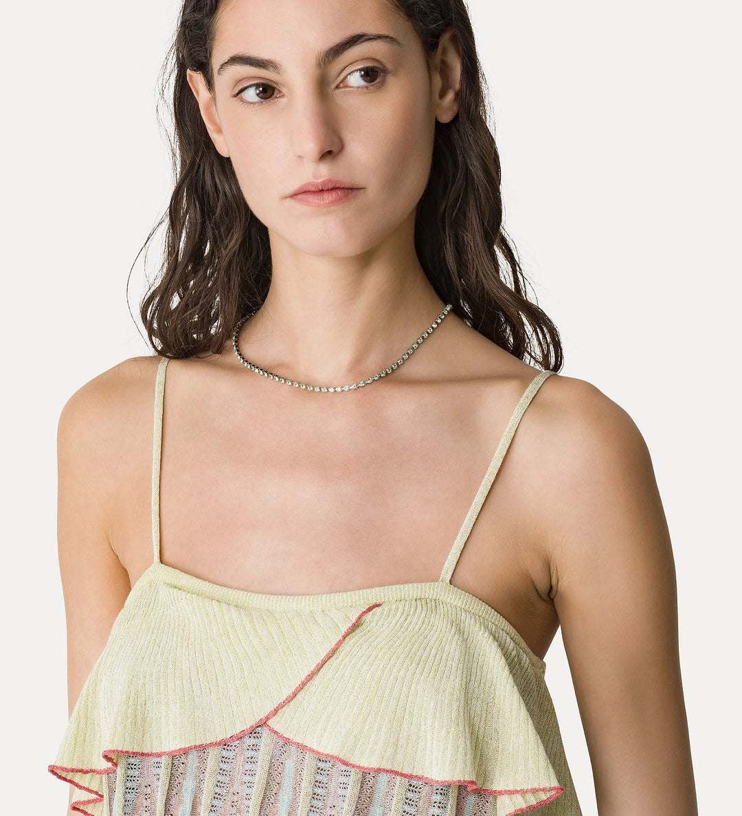 Les Folies jacquard ruffle top - Light Yellow