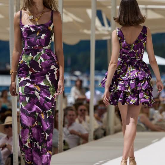 Sleeveless Watercolor Iris Faille Gown