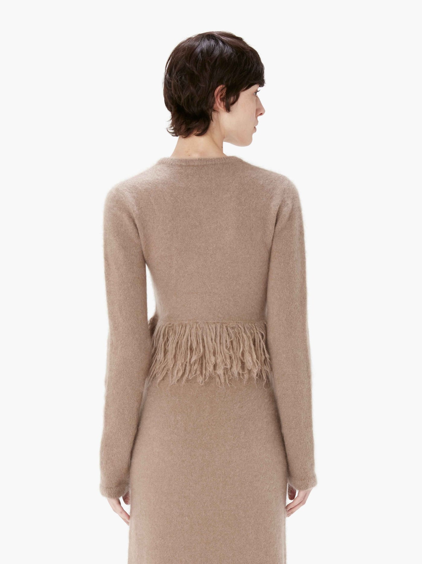 FRINGED-HEM CROPPED JUMPER - FAWN
