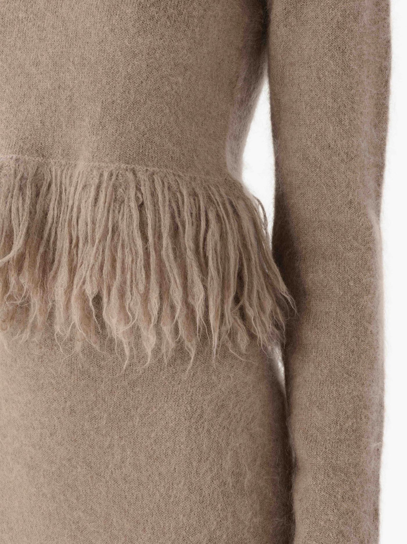 FRINGED-HEM CROPPED JUMPER - FAWN