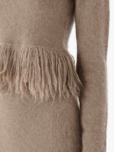 FRINGED-HEM CROPPED JUMPER - FAWN