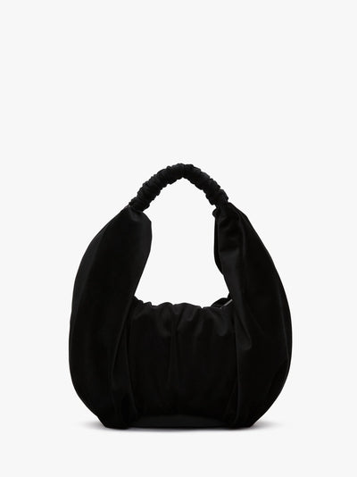 RUFFLE SHOPPER VELVET SHOULDER BAG - Black – Coplons