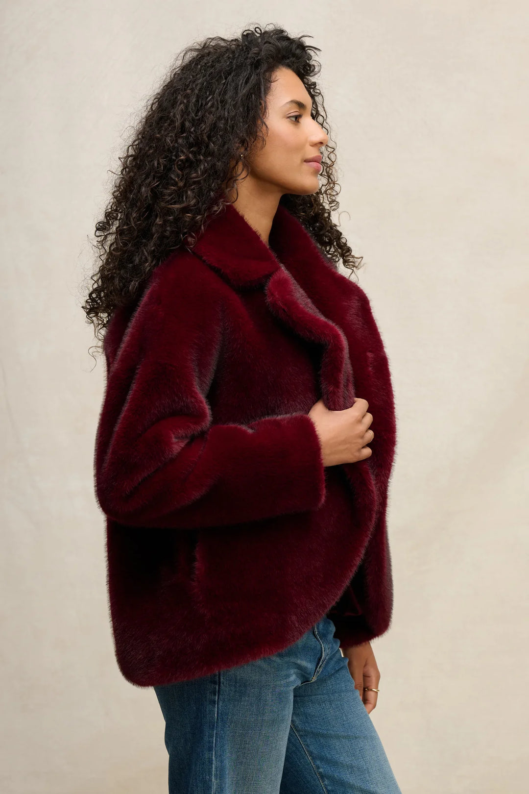 carolyn faux fur jacket - Burgundy