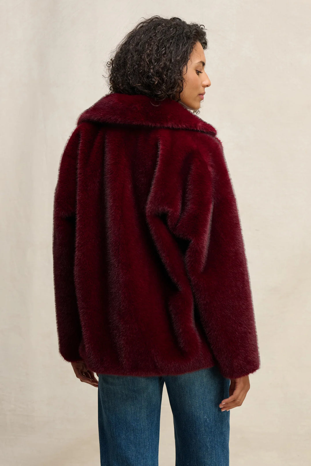 carolyn faux fur jacket - Burgundy